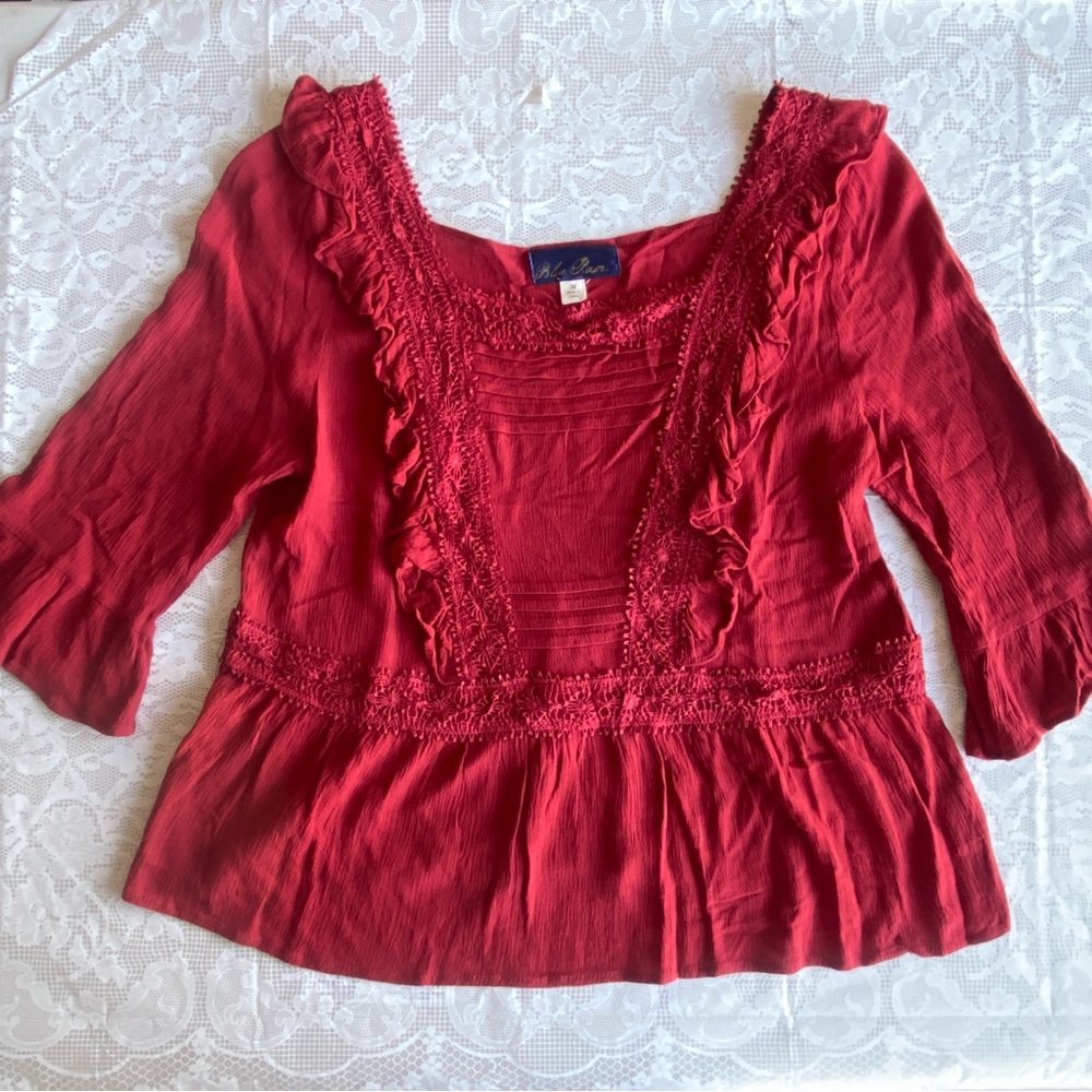Red Ruffled Women's Blouse